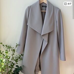 Ralph Lauren Light Gray Draped Coat Light Jacket Wrap Coat With Belt Size XS